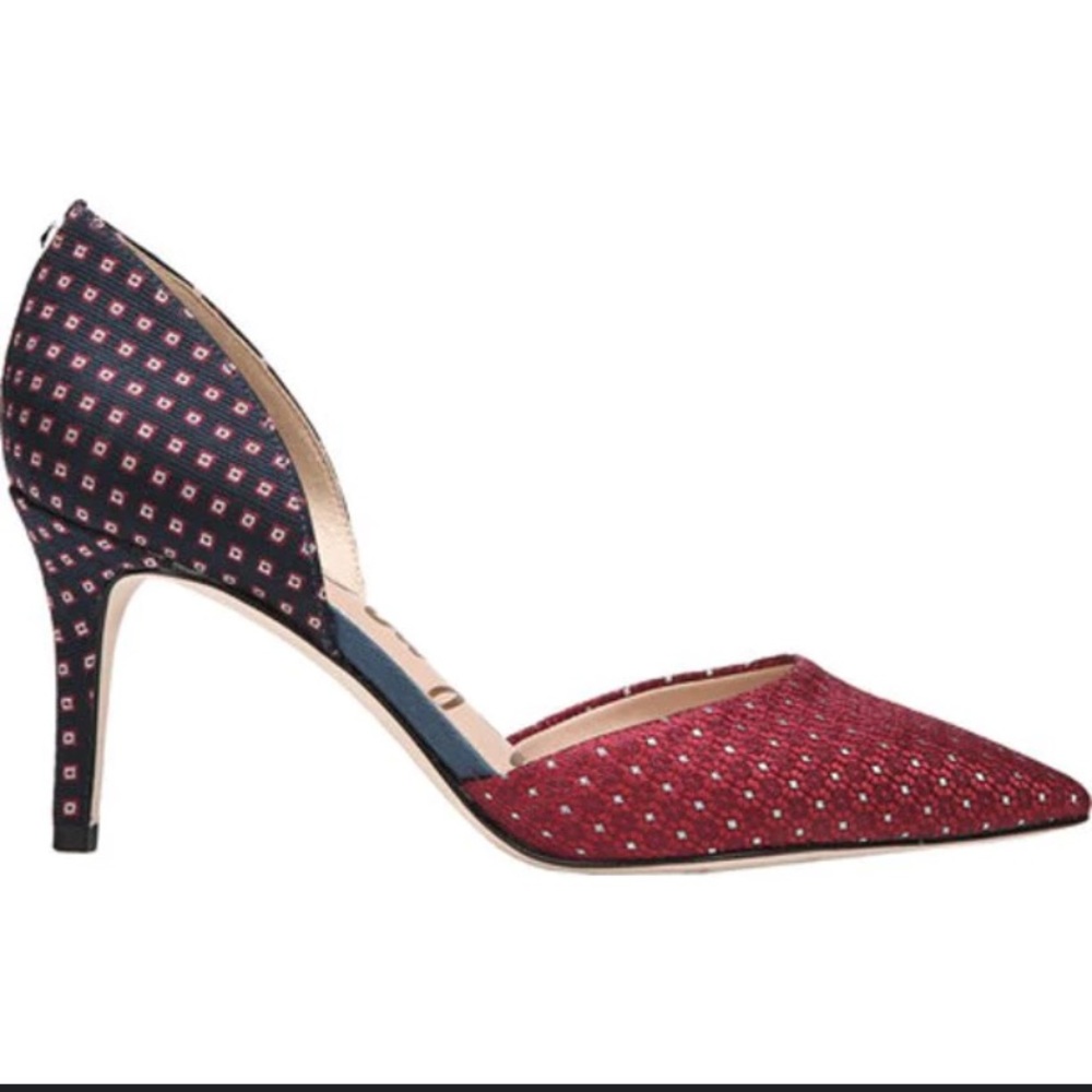 Sam Edelman Telsa Red/Blue Multi D'Orsay Pointed Toe Stiletto Pumps Size 8.5